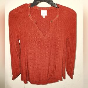 Knox Rose Women's V-Neck Long Sleeve Top/Blouse